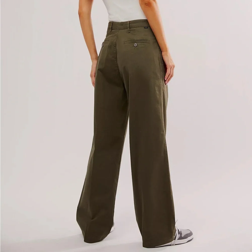 FREE PEOPLE Pleated Dockers Baggy Khaki Cargo Pants Jeans Trousers